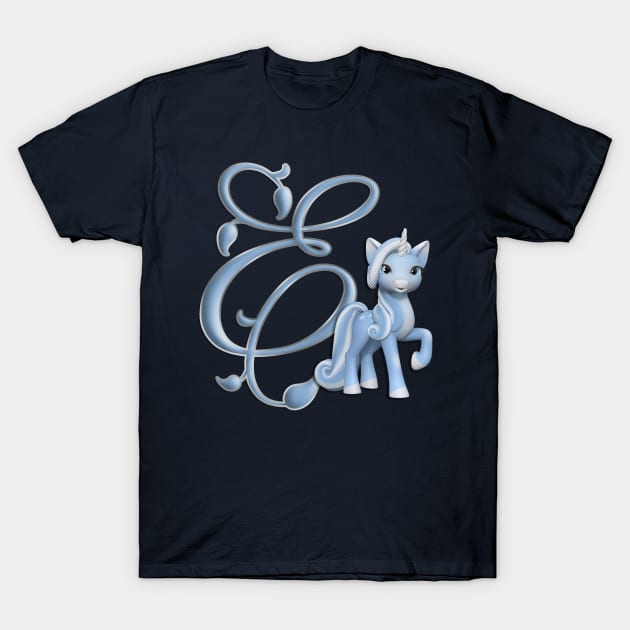 Monogram E Custom Unicorn T-Shirt by AlondraHanley